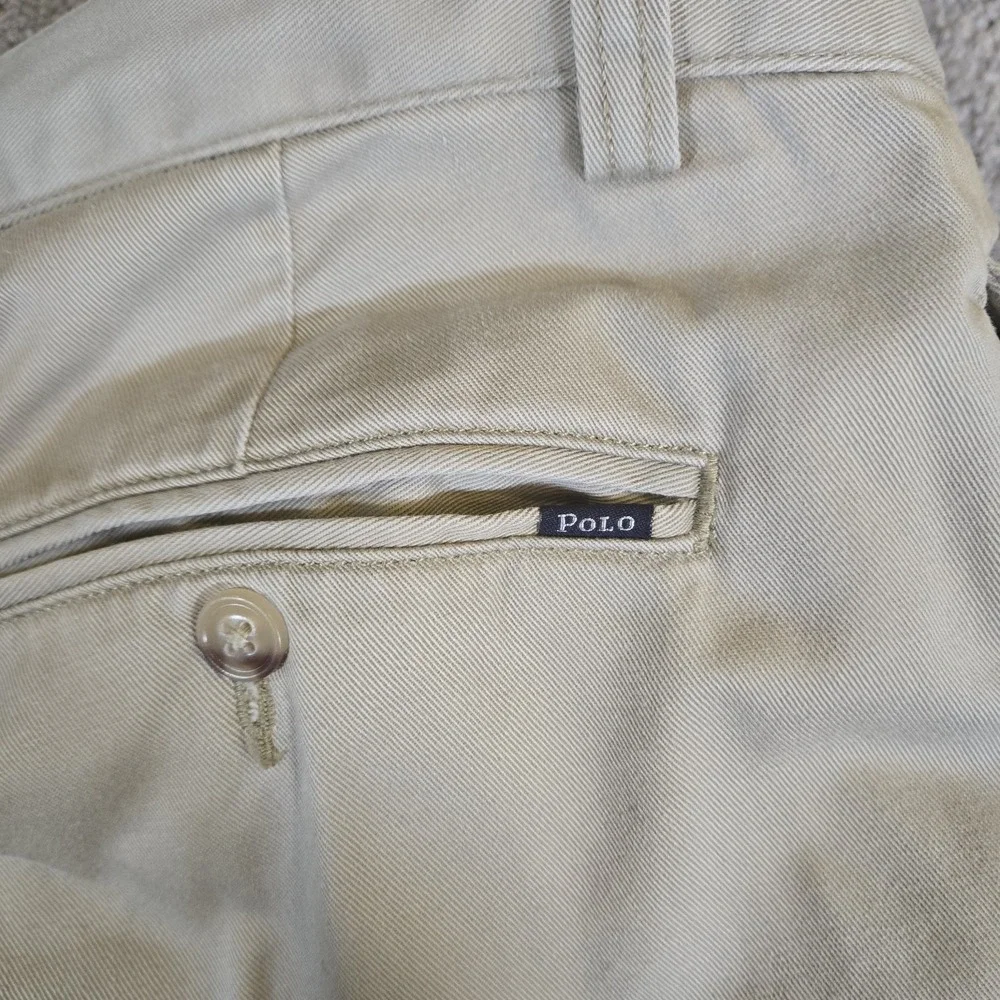 Vintage Polo Ralph Lauren Prospect Pants Mens 36x32 Tan Khaki 100% Cotton Preppy